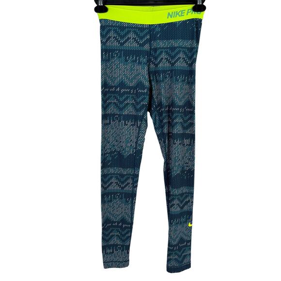 Nike Pro Drifit Geo Pattern Pull On Leggings Womens Size Medium - Picture 1 of 6
